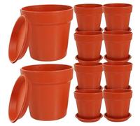 YARNOW 10 Sets Plastic Flower Pots 30cm with Drainage Hole Design and Reusable Pp Material, for Seeds and Succulents in Rooms or Shelves, Includes Tray and Saucer for Easy Plant Care