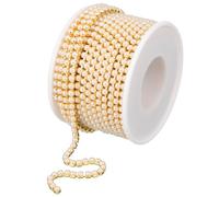 YARNOW 10 Yards Pearl Beaded String Chain for Jewelry Making and Crafts, Flexible and Resistant to Damage, Made of Plastic and Resin, Elegant and Refined Faux Pearl Trim Beads Strand