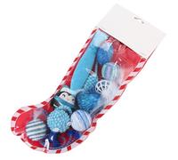 YARNOW 10Pcs Christmas Cat Set Colorful Bell Ball Interactive Teasing for Indoor Cats Stimulating Natural Play Instincts Pet Exercise Random Color