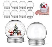 YARNOW 10PCS DIY Snow Globes Clear Fillable Plastic Snow Globes with Screw Off Cap for Christmas Crafts and Holiday Decorations 2.7 Inch Height