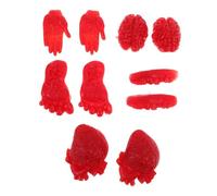 YARNOW 10pcs Halloween Fake Bloody Body Parts Realistic Tpr Soft Rubber Heart Brain Severed Feet Hands Prank Props for Scary Party Decorations and Educational Anatomy Display