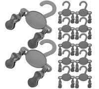 YARNOW 10pcs Shoe Hooks with Double Clips, Plastic Hanging Drying Holder | Portable for Travel, Thickened Firm Clip Design, for Indoor Rack Use, Simple Bright Finish, Grey