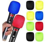 YARNOW 10Pcs Thickened Microphone Sponge Covers Multi-Color Mic Windproof Protective Covers for Ktv Home Use Universal Microphone Accessories with Black, Yellow, Red, Navy,