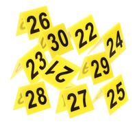 YARNOW 10Pcs Triangle Number Markers Table Signs Crime Scene Evidence Markers 21-30 Yellow Background Black Text Triangle Number Sign for Detective Clue Game Party Decorations