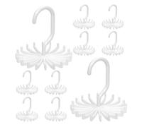 YARNOW 10pcs White 360° Rotating Tie and Belt Organizer with 20 Hooks, Plastic Space Saving Hanger for Closet and Wardrobe, Versatile Tie Hooks for Purse and Jewelry Storage