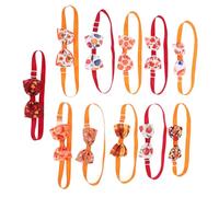 YARNOW 11pcs Adjustable Pet Bow Ties with Autumn Pumpkin and Maple Leaves Pattern Soft Comfortable Dog and Cat Neckties for Halloween Thanksgiving Puppy Grooming Accessories