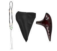 YARNOW 12-Hole C Key Alto Ceramic Ocarina Flute Portable Musical Instrument for Students Adults with Straw-Smoked Red Brown Finish Suitable for Beginner Practice