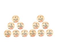 YARNOW 12 pcs Double Sided Wooden Monthly Discs Adorable Flower Pattern Growth Cards Photo Props for Newborns Parents for Showers Memory Keeping