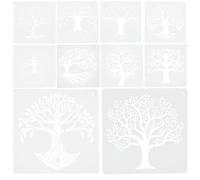 YARNOW 12 Sheets Tree Pattern Painting Stencils with Hollow-Out Design, Reusable Pet Material Templates for DIY Canvas, Fabric, and Flat Surfaces, for Scrapbooks and Room Decorations