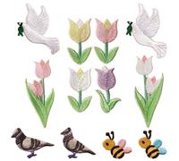 YARNOW 12pcs Cartoon Bird Embroidered Patch for Clothes and Bags, Polyester Iron-on Applique for Decoration and Mending, Chic Standing Bird Design Suitable for Daily Use and DIY Fashion