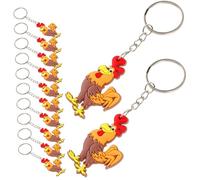 YARNOW 12Pcs Cartoon Rooster Keychain Cute Animal Pendant for Party Favors Aesthetic Bag Hanging Decorations for Birthdays Carnivals and More