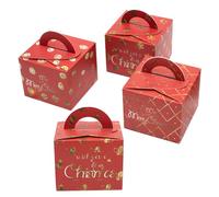 YARNOW 12pcs Christmas Candy Gift Boxes with Handle Red Paper Material Convenient Design for Snacks and Cookies for Christmas Festival Parties and Holiday Gift Wrapping