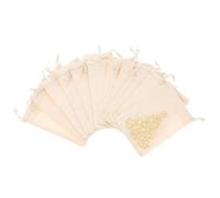 YARNOW 12pcs Christmas Drawstring Gift Bags with Cotton Cloth Material and Gilded Christmas Tree Pattern Beige Xmas Present Pouches and Cookies and Other Parties