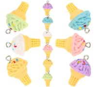 YARNOW 12pcs Earring Pendants Decorative Ice Cream Shaped Pendants Resin Charms for Jewelry Making Portable Not Easy to Deform Assorted Color Delicate Unique Lovely Design for DIY Craft