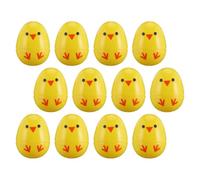 YARNOW 12pcs Easter Plastic Chick Designed Yellow Eggs with Opening Design Decorative Easter Eggshells for Home and Photography Props