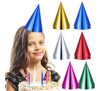 YARNOW 12pcs Party Hats for Adults Colorful Birthday Party Hats Birthday Party Colored Party Cone Paper Party Decorations Gold, Silver, Red, Green, Blue