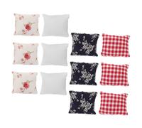 YARNOW 12pcs Scale Lightweight Tiny Pillow Cushions for Creative Play Simulated Soft Decorative Models in White Red Blue Floral Patterns