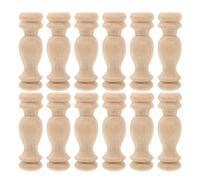 YARNOW 12pcs Wooden Roman Pillar Models Finials Small Bridge Design Beige Solid Wood Classical Romantic Decorative Finials for Interior Design and DIY Craft with Intricate Details