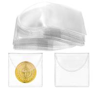 YARNOW 150pcs Pvc Coin Protective Pouches with Secure Flap and Visibility Compact Single Pocket Coin Sleeves for Small Items and Display