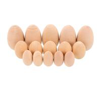 YARNOW 15pcs Wooden Easter Eggs Set for - Hand-Painted Craft Eggs in Large, Medium Small Sizes - Artistic Event Decorations and Pretend Play Food