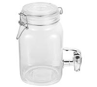 YARNOW 1pc 1L Clear Glass Drinks Dispenser with Tap Glass Jar with Air Tight Lid and ABS Tap Kitchen Juice Bottle Jar for Cocktail Beverages Water