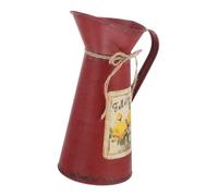 YARNOW 1pc Vintage Metal Flower Vase Shabby Chic Flower Pitcher Vase Decorative Iron Jug Vases Rustic Flower Pot for Home Office Decor (Red)
