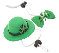 YARNOW 1set Saint Patrick's Day Pet Costume Shamrock Dog Hat and Collar Accessories for Irish Party for Dogs and Cats Great for Photos and Festive Dress-up