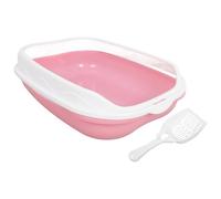 YARNOW 1Set Semi Closed Cat Litter Box with Splash Guard for Small Cats Easy Clean Open Tray Design for Kittens and Adult Cats Versatile Loo for Indoor Use