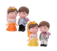 YARNOW 2 Pairs Unique Wedding Cake Toppers Bride and Groom Figurines Adorable Cake Decor for Wedding Day Material Romantic DIY Landscape Decoration and Table Centerpieces
