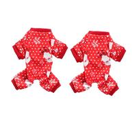 YARNOW 2 pcs Adorable Christmas Dog Jumpsuit Xl Red with Santa Snowflake Pattern Warm Pet Coat for Autumn Winter Easy to Wear Xmas Clothes for Dogs Outdoor Activities