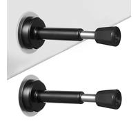 YARNOW 2 Pcs Heavy Duty Retractable Wall Mounted Door Stoppers with Stainless Steel Construction Easy Installation Reliable Door Slam Protector for Homes and Offices Black Stick