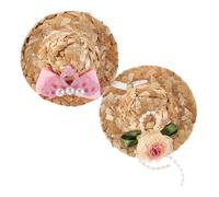 YARNOW 2 Pcs Mini Crown Hat for Birds and Chickens with Comfortable Cloth Strap, Cute Design for Tiki Parties and Photo Sessions, Adorable Tiny Animal Sun Hat for Cosplay Fun