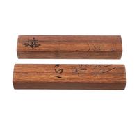 YARNOW 2 Pcs Solid Wood Calligraphy Paperweights for Chinese Painting and Writing, Traditional Desk Paper Holder with Bamboo Box, Suitable for Art Practice and Home Office Use