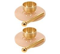 YARNOW 2 Sets Mini Copper Singing Bowl Set with Metal Mallet and Nonwoven Pad, Portable Brass Sound Bowl for Meditation and Relaxation at Home or Work, Soothing Tones for Mindfulness