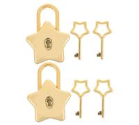 YARNOW 2 Sets Mini Star-Shaped Padlock with Key for Notebooks and Luggage Secure Five-Pointed Lock for Diary Personal Journal Handbag DIY Craft Projects Travel-Friendly Compact Golden