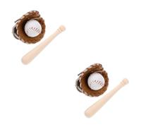 YARNOW 2 Sets Miniature Baseball Sports Kit for Dollhouse Mini House Decoration Realistic Mini Bat Glove Ball Set Lightweight Miniature Playset for Tiny House Scenes and Shelf Decor