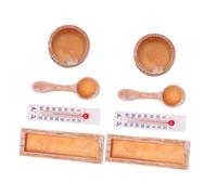 YARNOW 2 Sets Miniature Sauna Accessories for Dollhouse of Mini Thermometer and Sauna Bucket Props Realistic Spa Scene Decor for Summer Scene and Dollhouse Collectors