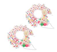 YARNOW 2 Sets Pet Birthday Outfit for Cats and Dogs, Polka Dot Lace Bib Bandana Scarf with Party Crown Hat, Festive Costume Accessories for Cat and Puppy Birthday Celebrations