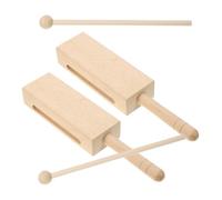 YARNOW 2 Sets Wooden Rhythm Sticks Hand Percussion Instruments with Handle, Natural Wood Wood Blocks for Adults Music Practice and Drumset Accessories