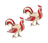 YARNOW 2 Sets Wooden Rooster Puzzle Educational Cognitive Jigsaw Plaything for Hand-eye Coordination and Logical Thinking Development