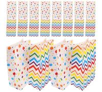 YARNOW 20pcs Kraft Paper Gift Bags for Christmas and Party, Small Present Wrapping Bags with Rainbow Stripes and Polka Dots, for Storing Candy and Party Decorations