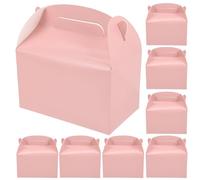 YARNOW 20pcs Pink Candy Favor Boxes with Handle and Lid, Paper Folding Design Party Treats Box for Cakes and Snacks, Easy Assembly and Paintable for Themed Parties and Showers