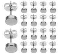 YARNOW 20pcs Round Titanium Steel Earrings for Women Men Lightweight Metal Pierced Ear Jewelry Simple Silver Tone for Daily Wear Parties Weddings Festivals
