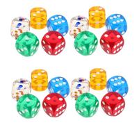YARNOW 20pcs Rounded Edge Acrylic Game Dice Set Colorful Translucent Dice Blocks for Board Games Classroom Math Learning Halloween Party Decorations with Safe Rounded Corners