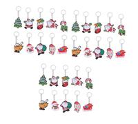 YARNOW 24 pcs Christmas Santa Claus Keychain PVC Cartoon Pendant for Bag Phone Car Keys Mixed Patterns Holiday Party Favor Gift