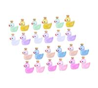 YARNOW 24 Pieces Mini Resin Ducks Glow in the Dark Tiny Luminous Duck Figurines Crown for DIY Micro Landscape Garden Decor, Assorted 8 Colors, Suitable for Desktop and Aquarium