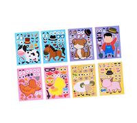 YARNOW 24pcs Animal Face Stickers Creative Mix and Match Farm Animal Expressions for Boys Birthday Party Favors Rewards and Group Activities