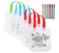 YARNOW 24pcs Non Woven Fabric DIY Coloring Bags with Watercolor Pens Birthday Party Favor for Group Activities Safe Creative Painting Kit for Boys Christmas and Birthday Celebrations