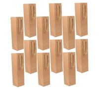 YARNOW 24pcs Reusable Heavy Duty Kraft Wine Bags with Handles Brown Paper Tote for Weddings Housewarming Parties Retail Packaging Single Bottle Sustainable Kraft Paper