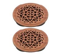 YARNOW 2Pcs 41-Inch Acoustic Electric Guitar Soundhole Covers, Solid Wood Sound Hole Plugs with Dark Brown Floral Pattern, Feedback Buster for Folk Guitar Noise Reduction